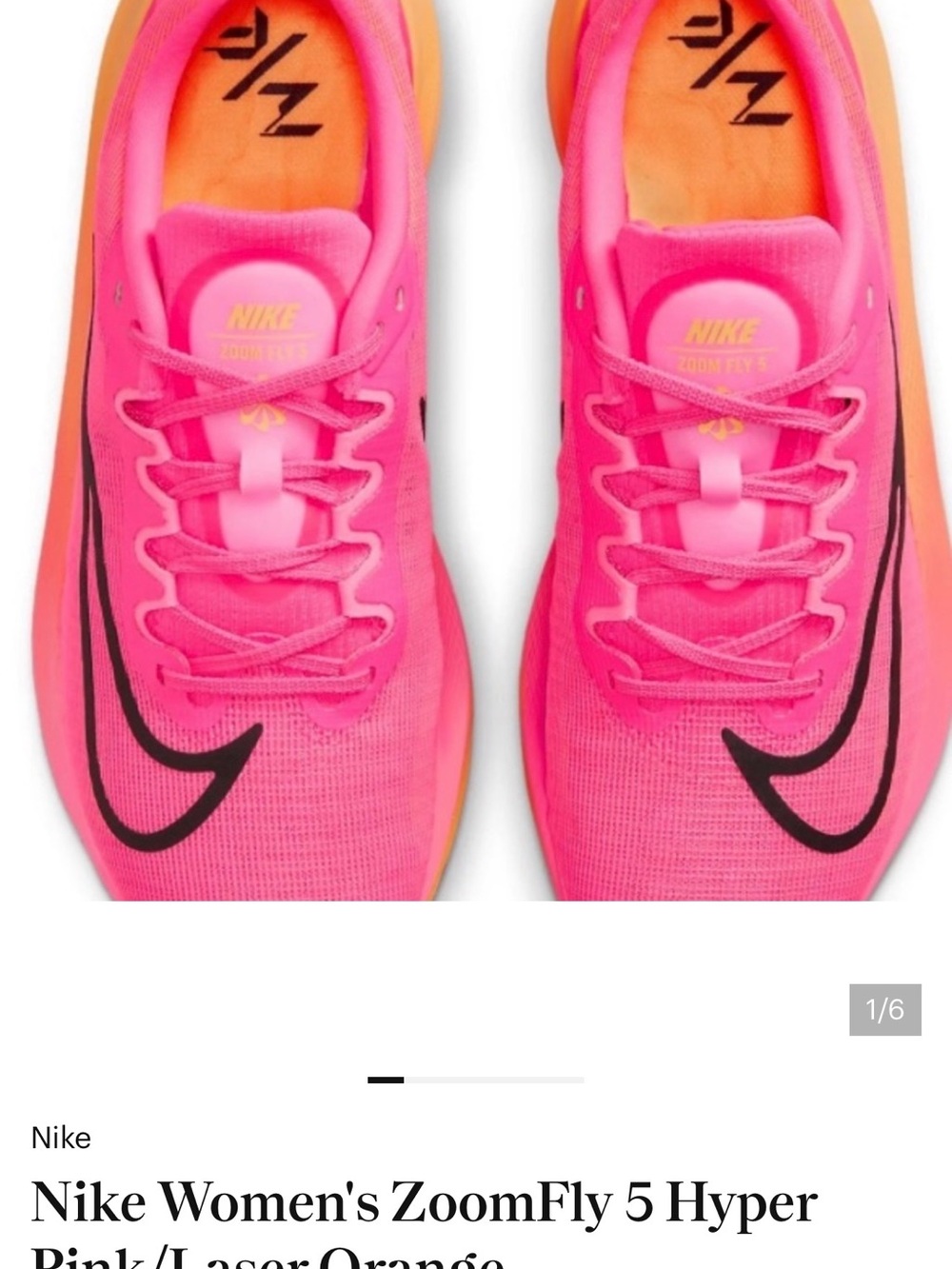 Nike Women's Zoom Fly 5 Running Shoes - Hyper Pink/Laser Orange (7)